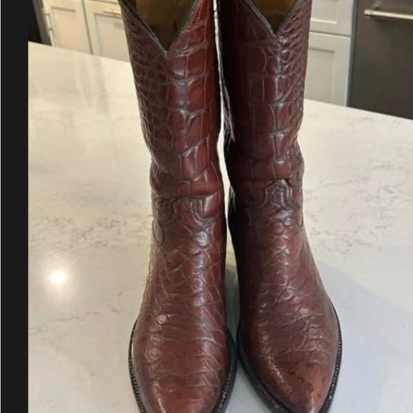 Men's Brown Crocodile Leather Boots Rare real alligator not Cayman alligator… - Picture 3 of 5